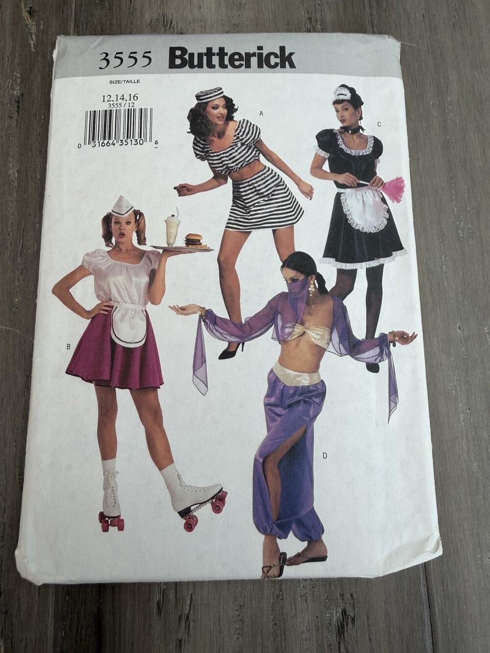 Butterick 3555 Vintage Costumes Women Size 12,14,16 Halloween Sewing